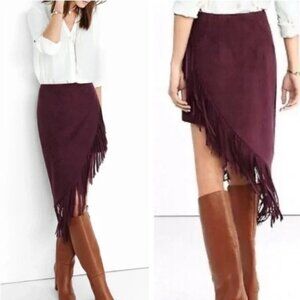 Express Purple Fringe Skirt Asymmetrical